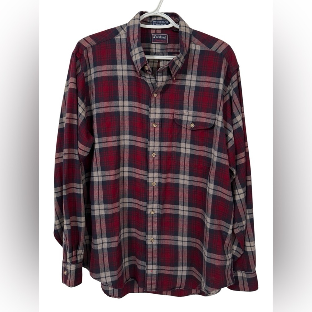 Lochlana By Hathaway Men’s Wool Blend Plaid Long Sleeve Button Up Shirt Size XL